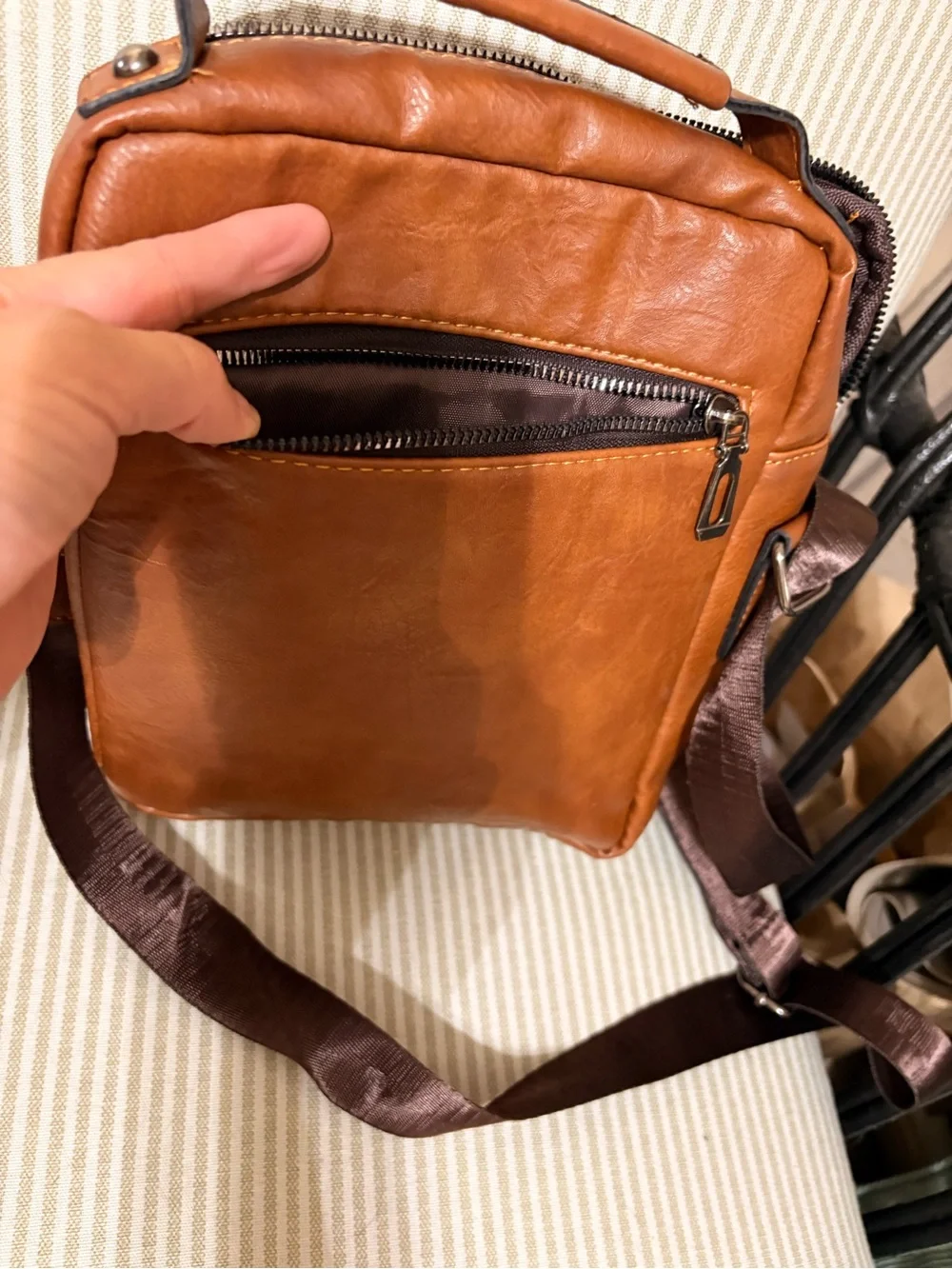 Weixier Brown Leather Messenger Crossbody for Men